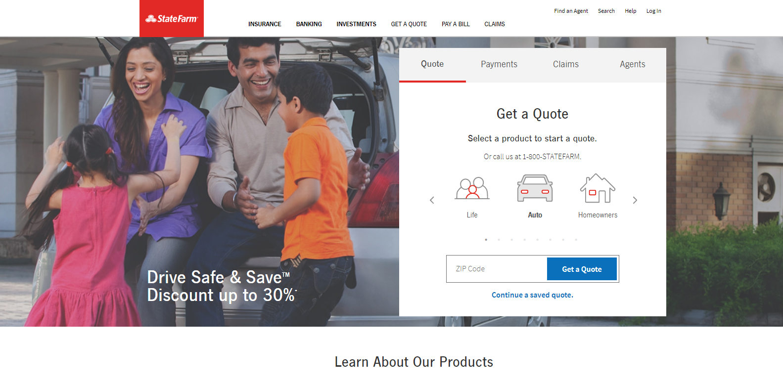 State Farm website home page