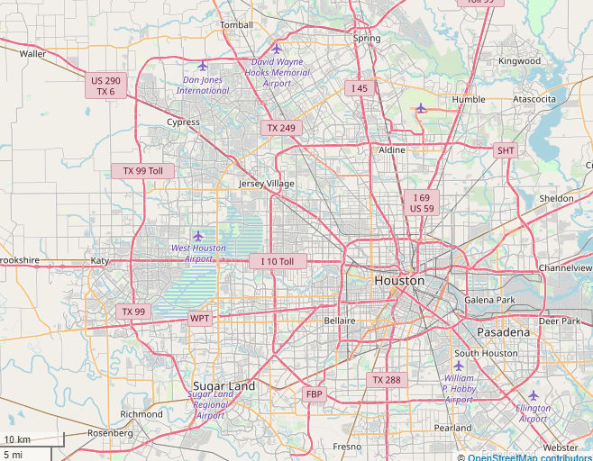 map of Houston highways