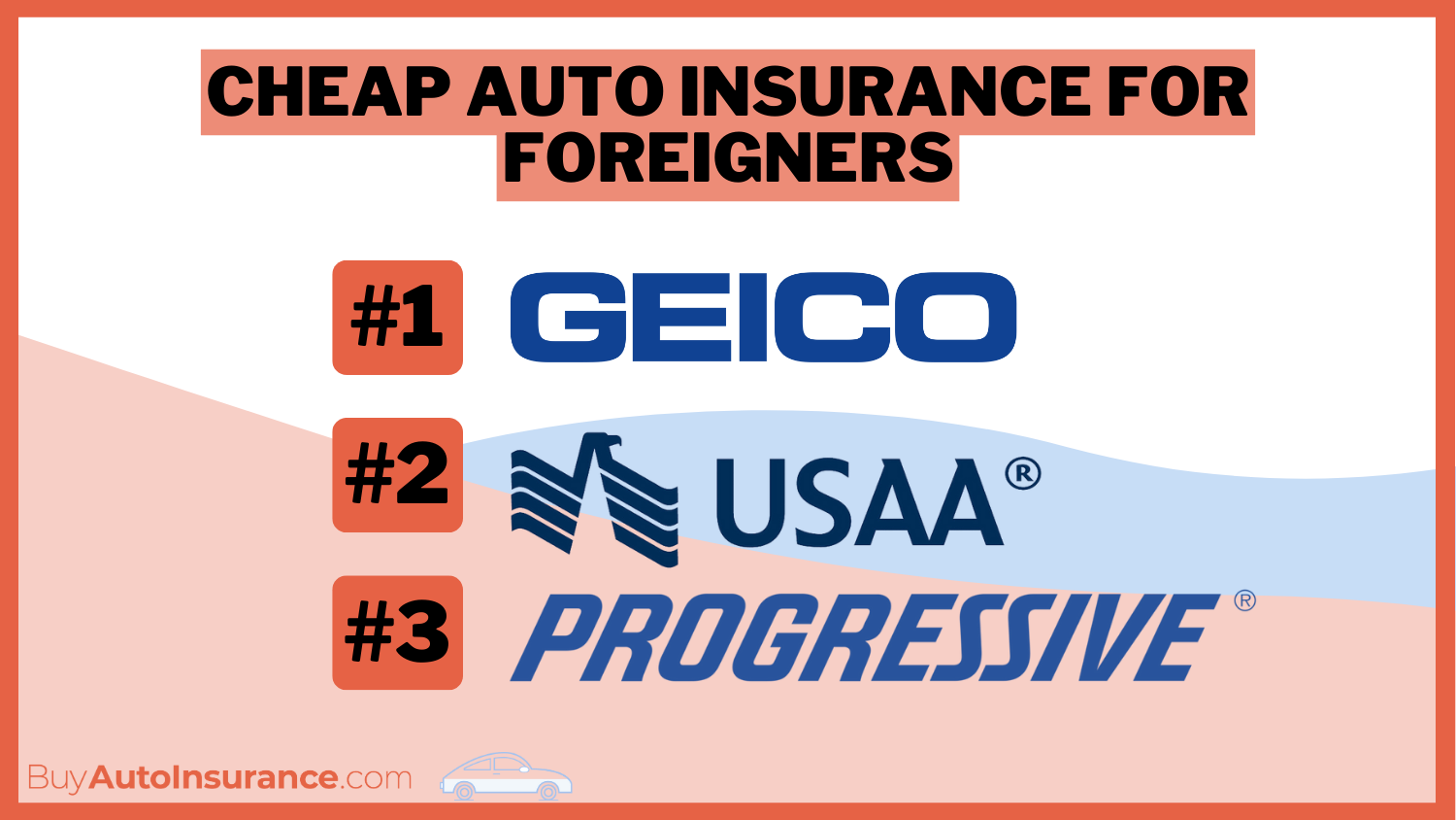 Geico, USAA, Progressive: Cheap Auto Insurance for Foreigners